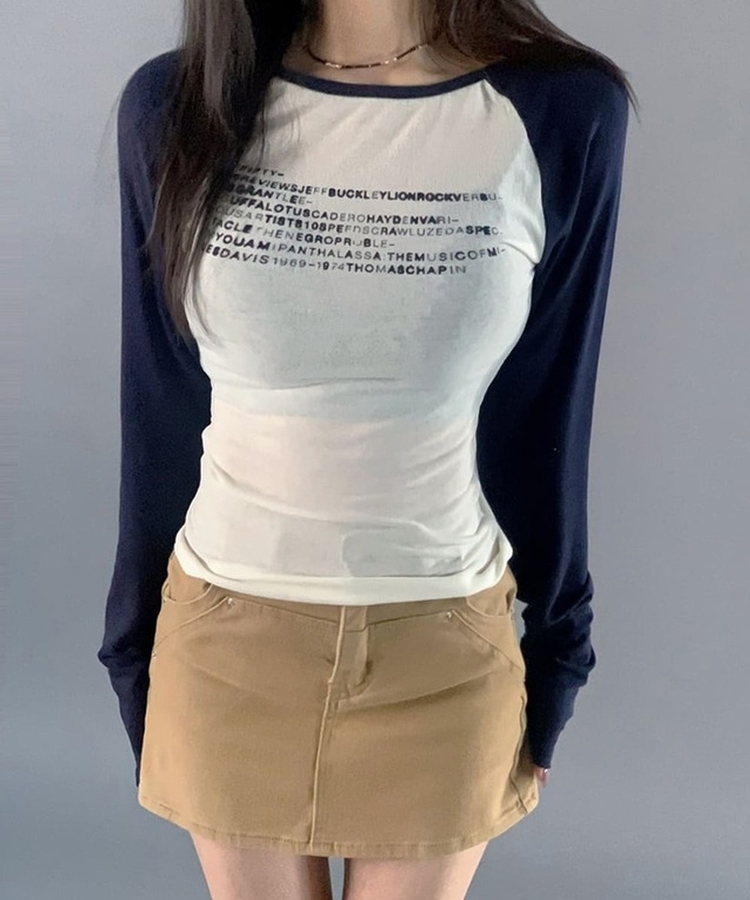 レタリングスリムシルクTシャツ NAVY