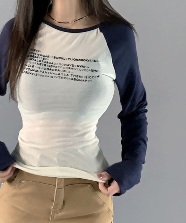 レタリングスリムシルクTシャツ NAVY