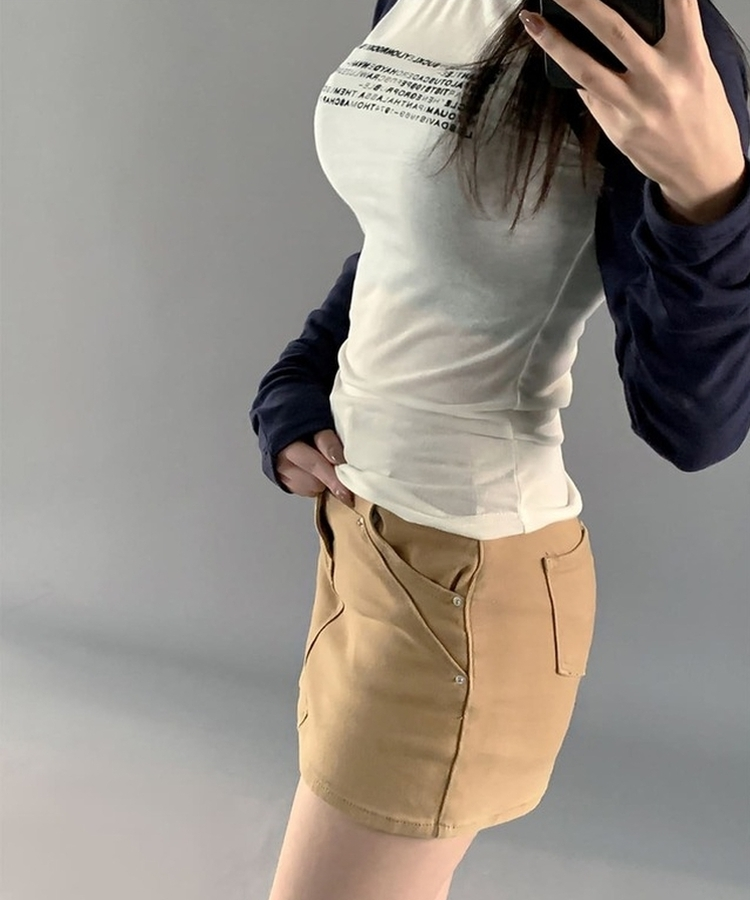 レタリングスリムシルクTシャツ NAVY