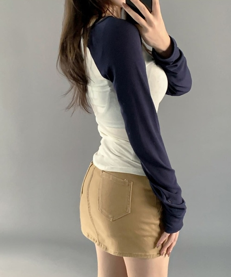 レタリングスリムシルクTシャツ NAVY