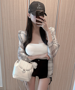 チェックシースルーシャツ WHITE