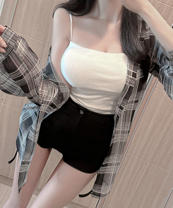 チェックシースルーシャツ BLACK