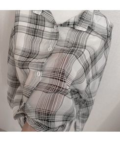 チェックシースルーシャツ