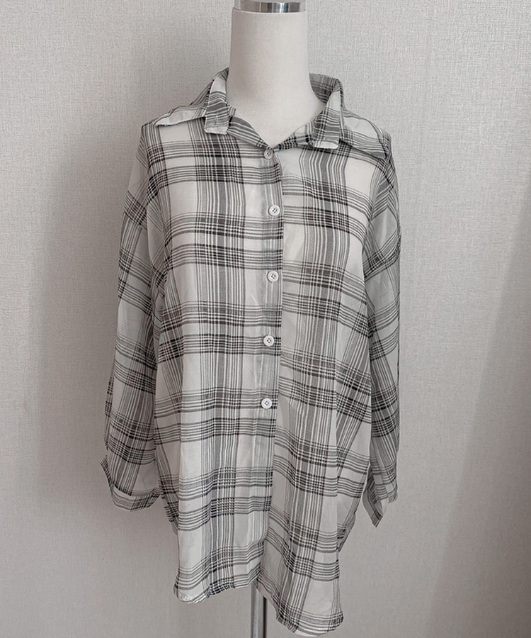 チェックシースルーシャツ