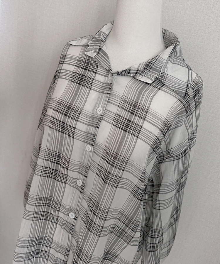 チェックシースルーシャツ