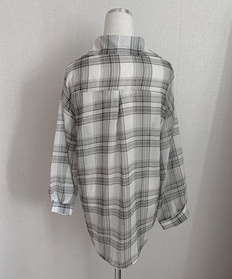 チェックシースルーシャツ