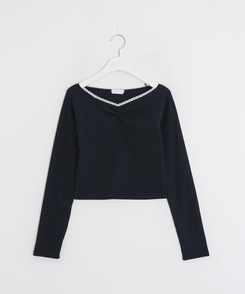 レースナローVネックトップス