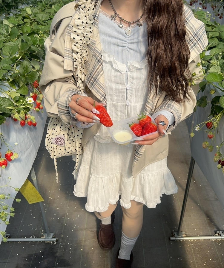 レースナローVネックトップス SKY BLUE