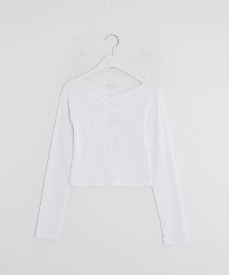 レースナローVネックトップス