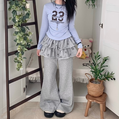 スターティアードスカートレイヤードパンツ GREY