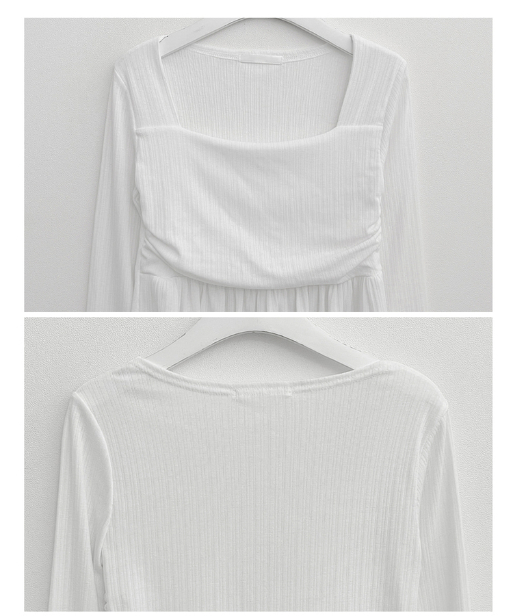 물결골지프릴스퀘어셔링긴팔티셔츠