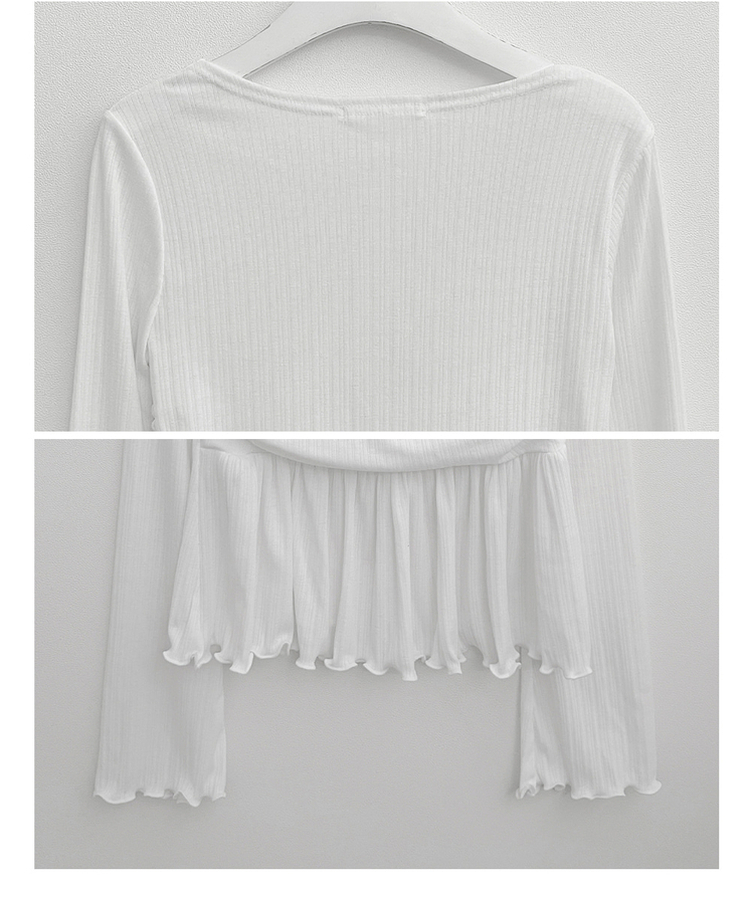 물결골지프릴스퀘어셔링긴팔티셔츠