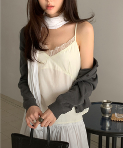 Vネックレースキャミソール CREAM