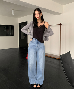 Vネックレースキャミソール BLACK