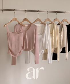 (カップ付きキャミ＋カーディガンSET／華奢フィット)   シアー リブ シャーリング カップ付きキャミ   ウール クロップド 長袖 カーディガン セット