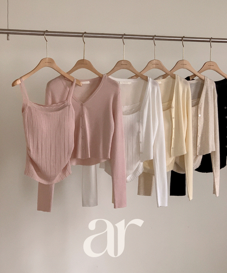 (カップ付きキャミ＋カーディガンSET／華奢フィット)   シアー リブ シャーリング カップ付きキャミ   ウール クロップド 長袖 カーディガン セット