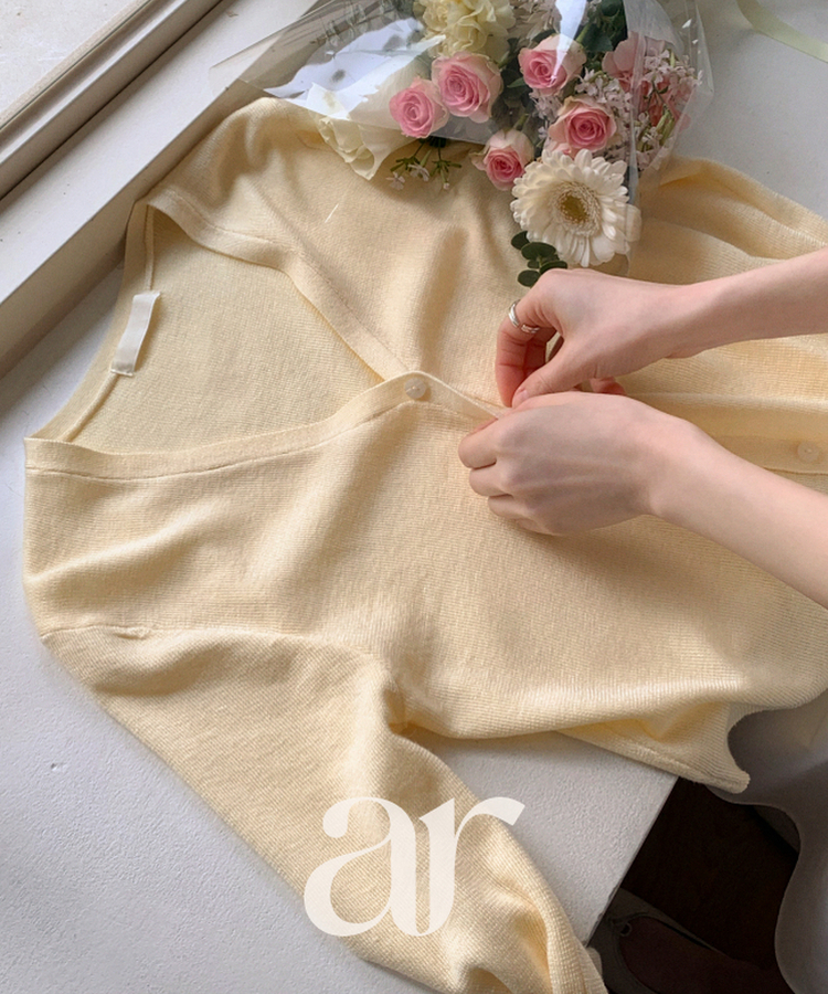 (カップ付きキャミ＋カーディガンSET／華奢フィット)   シアー リブ シャーリング カップ付きキャミ   ウール クロップド 長袖 カーディガン セット   YELLOW