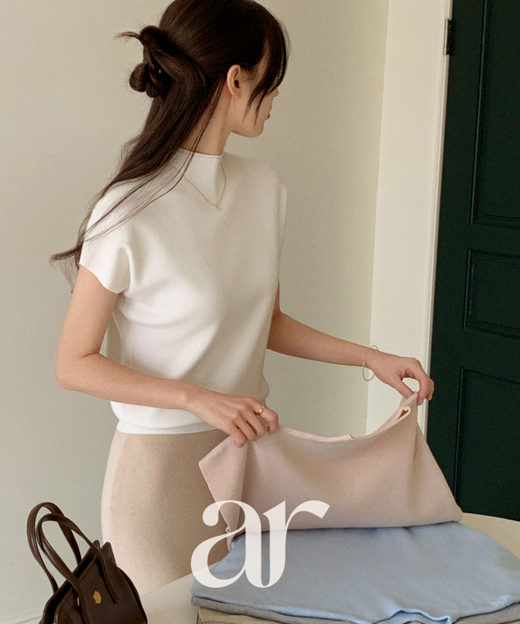 (通勤ルック＆フォーマルルック／きちんとフィット)   ローリング ビスコース ハーフネック キャップスリーブ ニット   IVORY