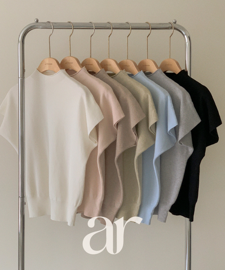 (通勤ルック＆フォーマルルック／きちんとフィット)   ローリング ビスコース ハーフネック キャップスリーブ ニット