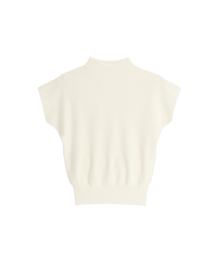 (通勤ルック＆フォーマルルック／きちんとフィット)   ローリング ビスコース ハーフネック キャップスリーブ ニット