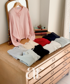 (9カラー♥／春カーディガン)   ラウンドネック ニット 長袖 カーディガン