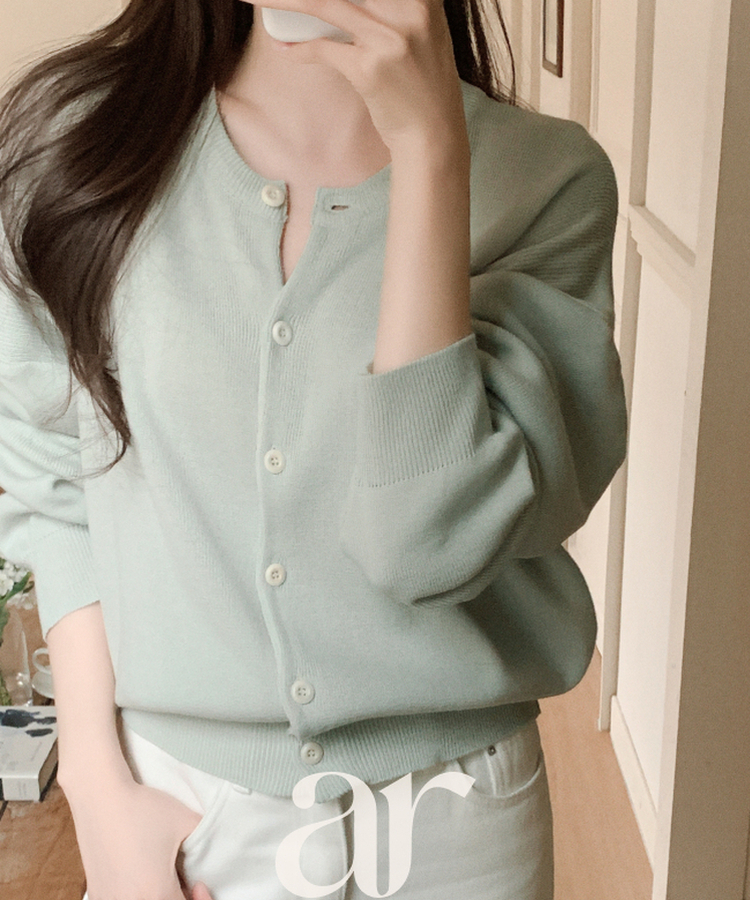 (9カラー♥／春カーディガン)   ラウンドネック ニット 長袖 カーディガン   MINT