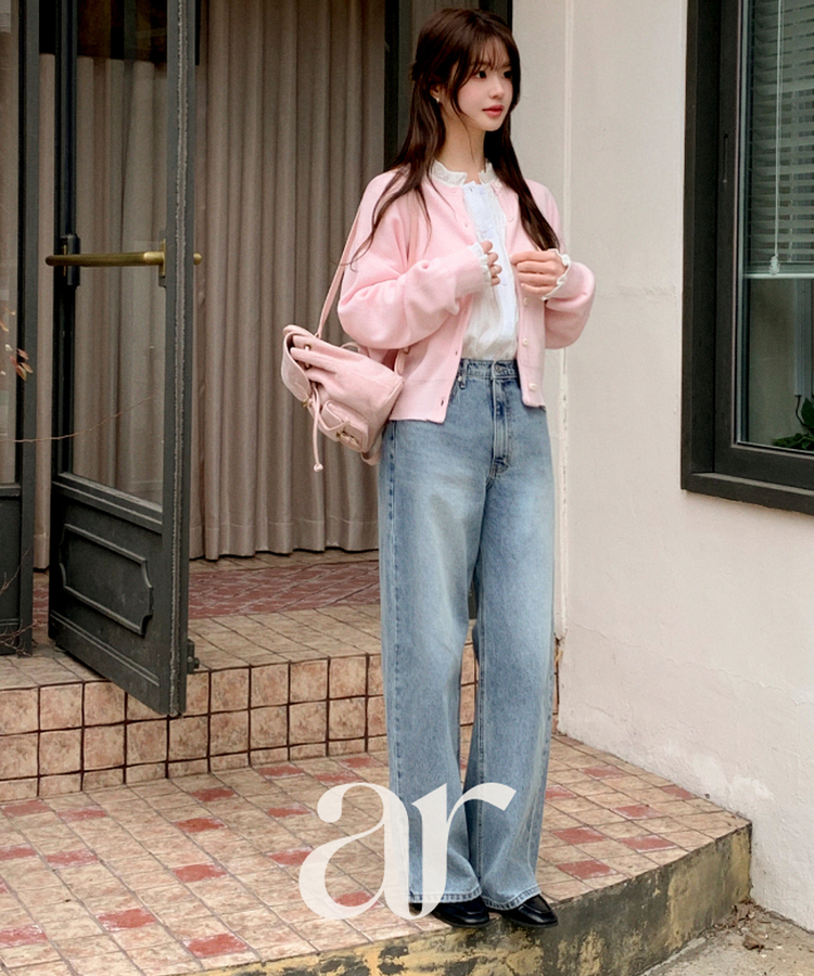 (9カラー♥／春カーディガン)   ラウンドネック ニット 長袖 カーディガン   PINK