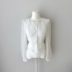 【SET】ボタンブラウス＋スカートパンツ