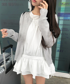 ベーシックラウンドニットカーディガン(6color) GREY