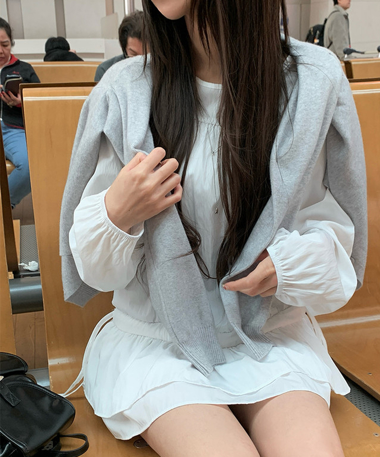 ベーシックラウンドニットカーディガン(6color) GREY