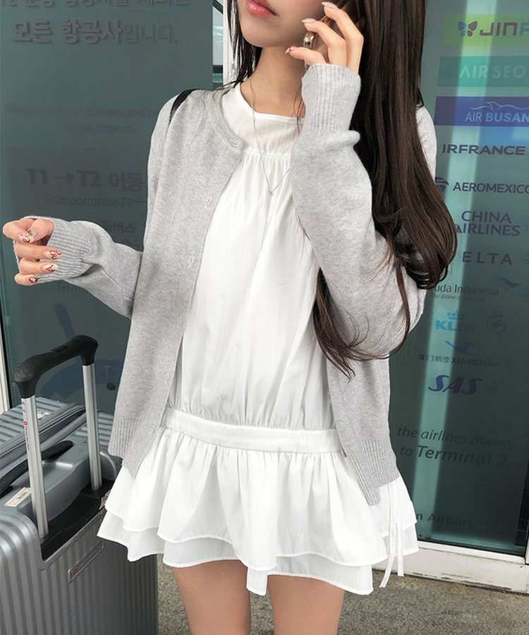 ベーシックラウンドニットカーディガン(6color) GREY