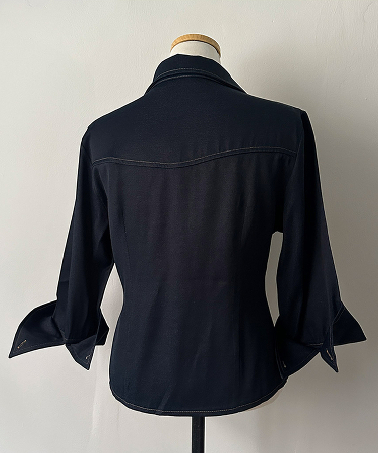 턴업 슬림핏 생지 커프스 7부 셔츠