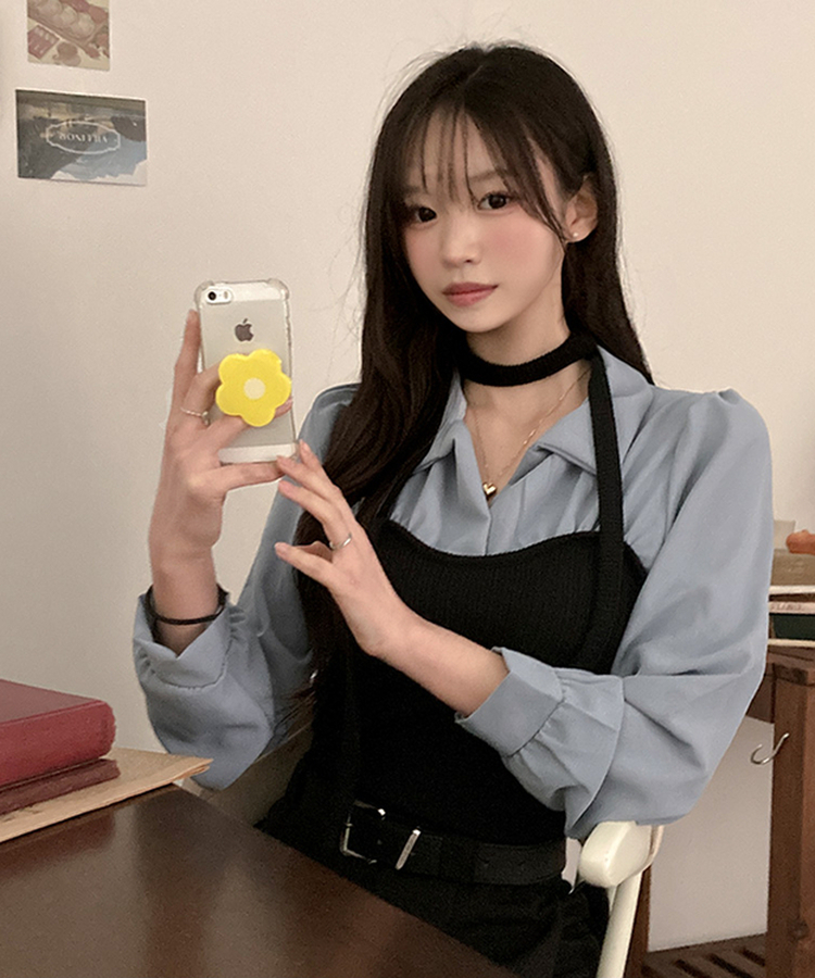 블러쉬 뷔스티에 레이어드 초커set 쉬폰 블라우스 소라