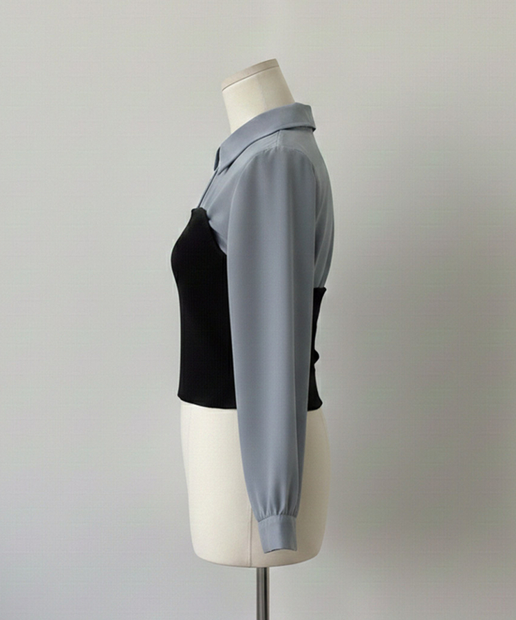 블러쉬 뷔스티에 레이어드 초커set 쉬폰 블라우스