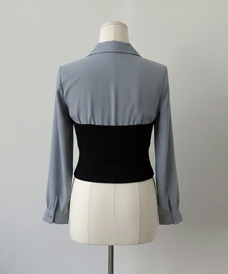 블러쉬 뷔스티에 레이어드 초커set 쉬폰 블라우스