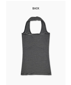 【カップ付き】ストライプスリムホルターキャミソール