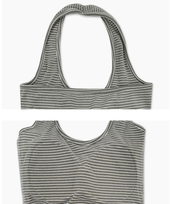 【カップ付き】ストライプスリムホルターキャミソール