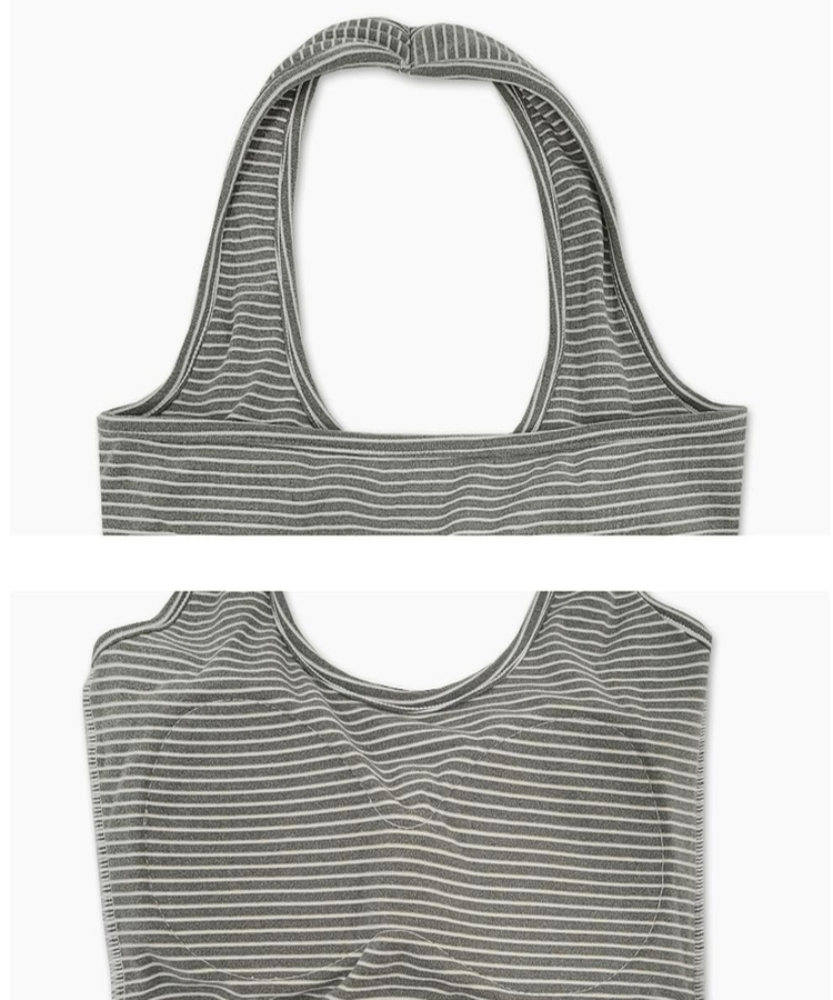 【カップ付き】ストライプスリムホルターキャミソール