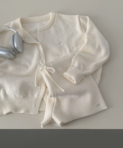 셀레나 팬던트 니트 가디건숏팬츠 투피스 세트