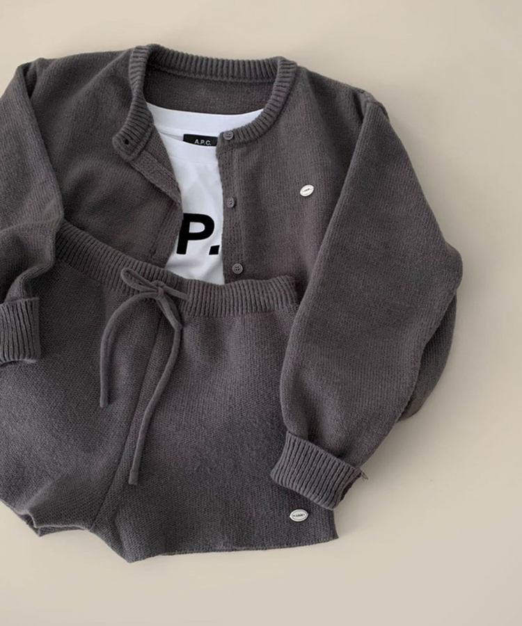 셀레나 팬던트 니트 가디건숏팬츠 투피스 세트