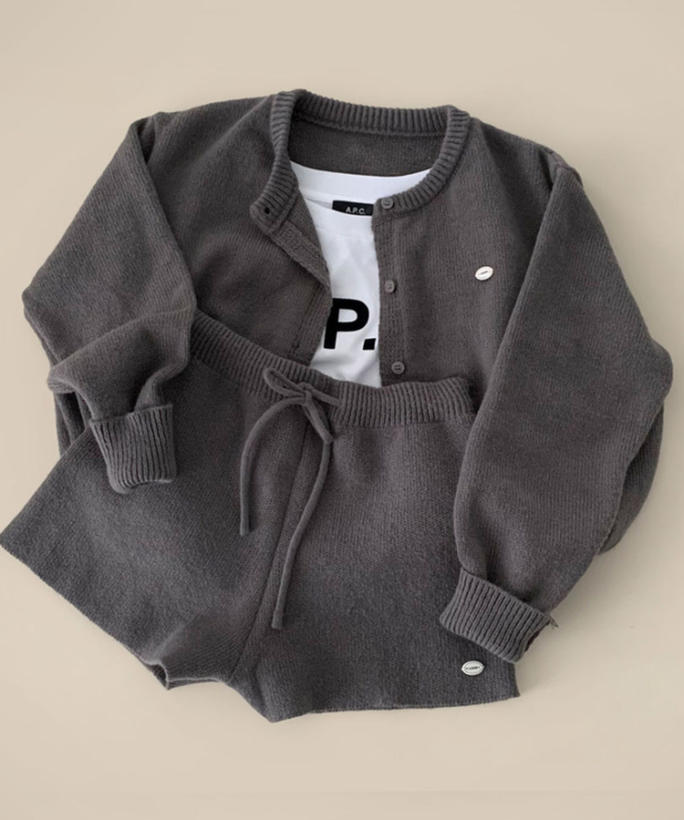 셀레나 팬던트 니트 가디건숏팬츠 투피스 세트