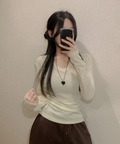 アルパカウールVネック長袖Tシャツ(6color) IVORY