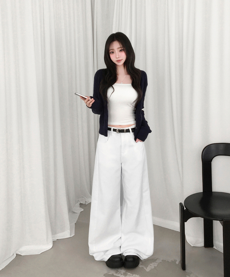 메빈 꽈배기 라운드 니트 긴팔 가디건 네이비