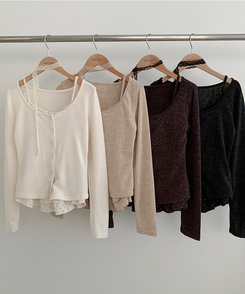 【SET】【マフラー付き】ドットフリルキャミソール カーディガン