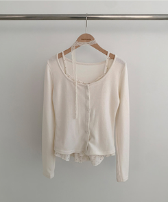 【SET】【マフラー付き】ドットフリルキャミソール カーディガン