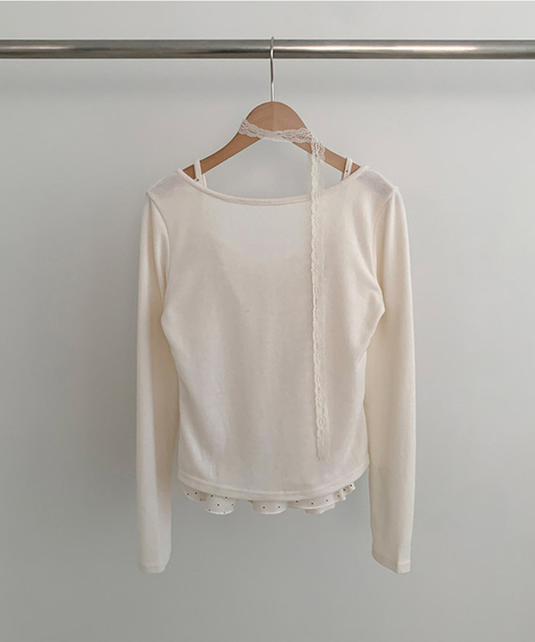 【SET】【マフラー付き】ドットフリルキャミソール カーディガン