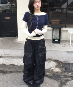 バンディングカーゴワイドパンツ DENIM