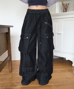 バンディングカーゴワイドパンツ DENIM