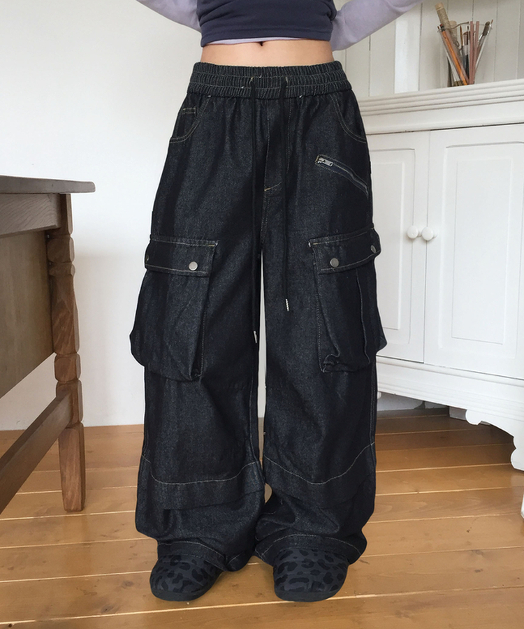 バンディングカーゴワイドパンツ DENIM