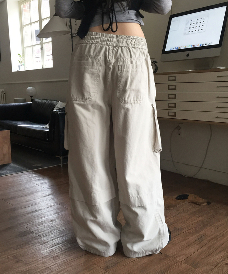 バンディングカーゴワイドパンツ GRAY BEIGE